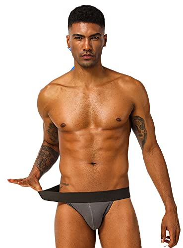 BaronHong Herr Athletic Supporter Performance JockStrap Elastiskt midjeband Enfärgade underkläder (mörkgrå, M)