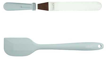 The Great British Bake Off Silicone Spatula & Pallette Knife Set, Kit for Icing and Cake Decorating, Offset Angle for Spreading Frosting, Official GBBO Logo, Soft Handles, Stainless Steel, Blue