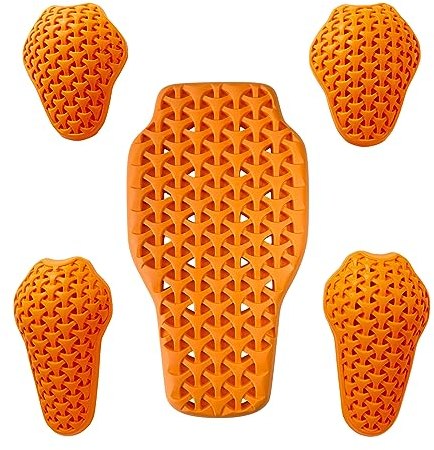 5 Pezzi Set Protezioni Moto Certificate Rimovibili, Paraschien(CE-1) Protezione Spalla e Gomito (CE-2), Alta Sicurezza, Unisex Adulto, Arancione (confezione da 5)