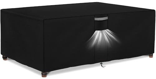 Dokon Housse Salon de Jardin Exterieur avec Aérations, Imperméable, Résistant au Vent, Anti-UV Tissu Oxford 420D Bache Meubles Housse de Protection Table de Jardin Rectangulaire (140x80x74cm) Noir