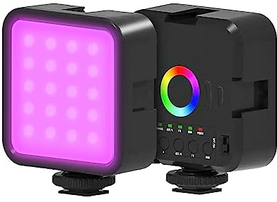Andoer RGB LED-videoljus, mini LED-fyllning 3000K-9000K 360° alla färger bärbar Vlog ljus med 1 200 mAh batteri USB-laddningsport 3 coola skor för DSLR-videokameror fotografering