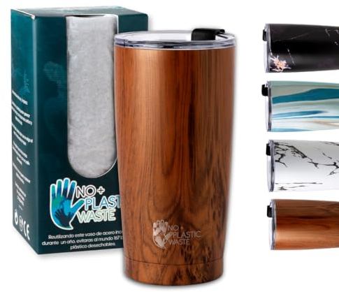 SET VASO TERMICO 600ml grande + LLAVERO PAJITA RETRACTIL. Mantiene frío y calor, triple capa, taza termica, vaso termo cafe para llevar con tapa doble uso, bebidas con hielo o bebidas caliente.