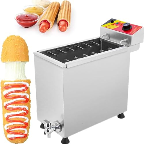 3000w Cheese Hot Dogs Sticks Friteringsmaskin,Stor Kapacitet Hot Corn Dog Fritös,Cheese Hot Dogs Sticks Stekmaskin,50-200 ℃ Temperaturkontroll,För Restaurang,Butik,Hem