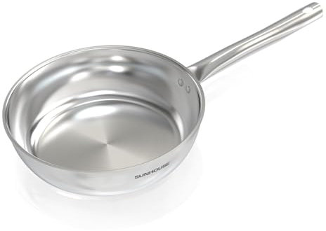 Sunhouse 10 Inch Tri-Ply Stainless Steel Frying Pan, Nonstick Cooking Pans