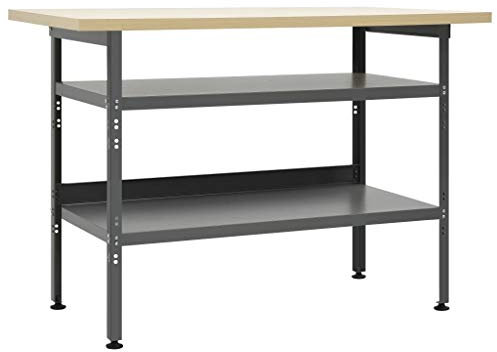 IKAYAA Banco de Trabajo de Acero 120 x 60 x 74 cm, Mesa de Trabajo Taller, Banco de Trabajo Taller, Mesa Trabajo, Banco de Carpintero, Banco Herramientas