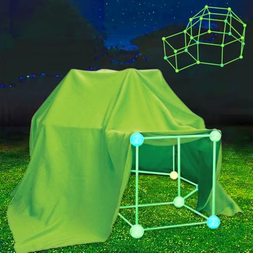 höhle Bauen Kinder,130PCS Im Dunkeln Leuchtendes Creative forts kit,DIY höhle konstruktionsspielzeug für 3 4 5 6 7 8 9 Jahre alt Junge & Mädchen,Indoor Outdoor bauspielzeug