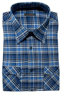 Camicia Flanella Uomo Quadri Camice in Flanella Uomo Regular Fit Casual Tinto Filo 100% Cotone con doppio Taschino sul Petto e Chiusure a Zip Art. MOENA (IT, Testo, XL, Regular, Regular, 0355)