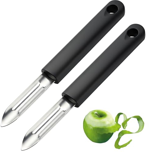 2 Stück Edelstahl-Schäler für Gemüse, Kartoffelschäler mit ergonomischem Griff, Sparschäler Stil, Edelstahl Potato Peeler, Kartoffelschäler Design für effizientes Schälen