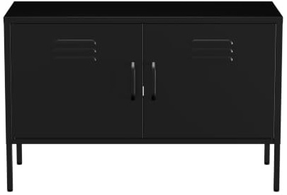 Lendo Online Mueble TV de Metal – Mueble Bajo Industrial para Salón – 100x40x65 cm – Mueble para Televisión de Acero con Recubrimiento en Polvo (Negro)