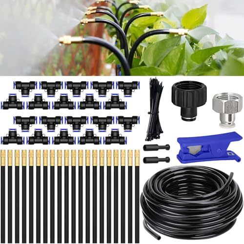 Irrigation System Kit, 360° Bendable Drip Irrigation System with 65FT/20M Drip Irrigation Hose, DIY Automatic Watering System, Drip Irrigation Kits for Garden, Greenhouse, Lawn, Plants
