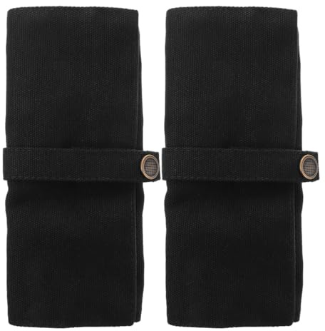 GLEAVI Organisateur de Montres à Rouleau en Toile Noire, Étui de Rangement Portable Lavable pour 5 Montres, Design Mince et Élégant, Lot de 2 Pièces pour Voyage