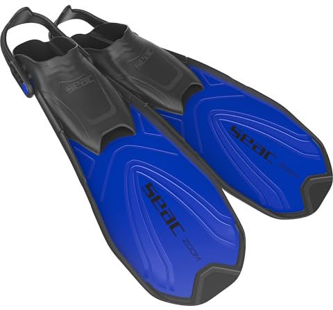 Seac Zoom Adult and Children Short Fins for Swimming & Snorkeling, blue, 8.5/9.5US