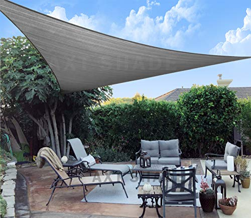 AXT SHADE Sonnensegel Dreieckig 3x3x3m Atmungsaktiv Wasserdurchlässig Sonnenschutz Wetterschutz Windschutz HDPE mit UV Schutz für Terrasse Balkon Garten-Grau Anthrazit