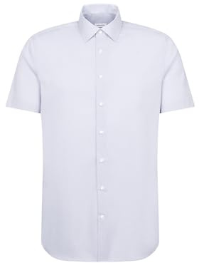 Seidensticker Men's Business Shirt - Shaped fit - Non-Iron - Kent Collar - Short Sleeves - 100% Cotton Hellblau