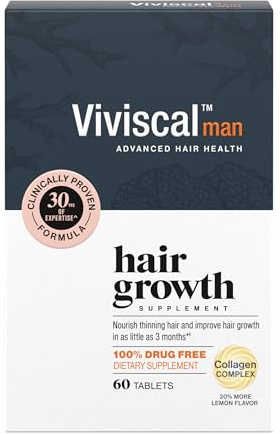 Viviscal Men's Hair Growth Supplements for Thicker Fuller Hair, Clinically Proven Collagen Complex, 60 Tablets 1 Month Supply