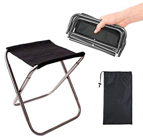 Ianulus Outdoor Folding Stool, Aluminum Alloy Folding Stool, Ultra Light, with Storage Bag, for Fishing, Camping, Outdoor Barbecue, Travel