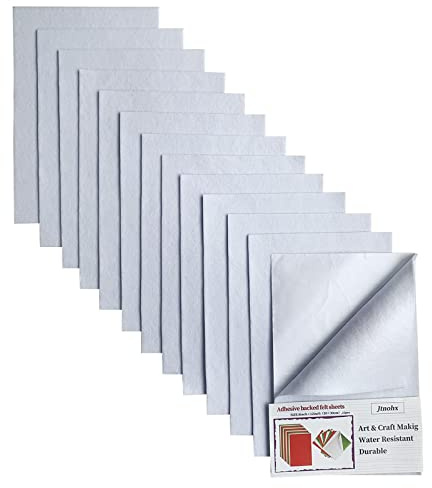 Jtnohx Self Adhesive Felt Sheets, 12 Pieces Felt Fabric with Adhesive Backing, 8x12 Inches Soft Sticky Back Fabric for Art & Craft DIY Project (White)