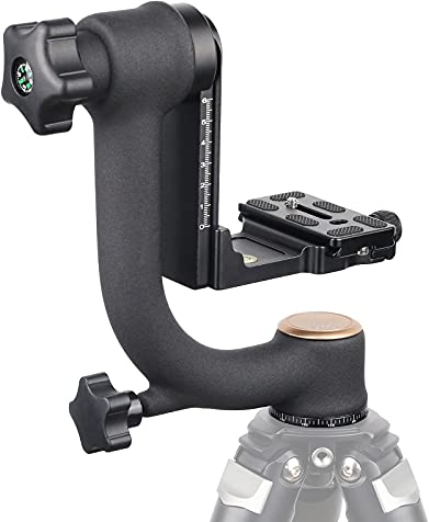 ARTCISE Professional Gimbal Stativkopf, Heavy Duty Köpfe mit Standard 1/4'' Schnellwechselplatte und Wasserwaage für DLSR Kamerastativ, Max. Belastung 20kg/44LBS