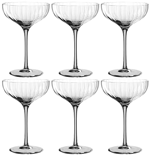 Leonardo Poesia Champagnerschale 6er Set, spülmaschinengeeignete Sektgläser, Champagnergläser, Höhe 16 cm, 260 ml, grau, 022385