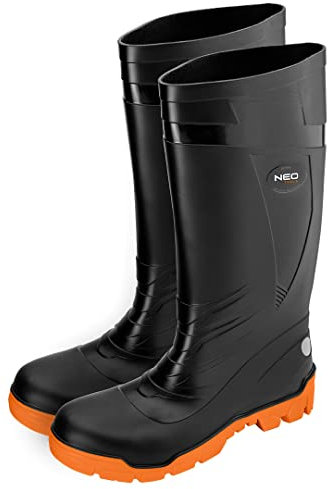 NEO TOOLS Stivali di gomma S4 SRC, PVC, nero, fodera interna in maglia di poliammide, suola antiscivolo, resistenti all'abrasione, taglia 40-47 (eu_footwear_size_system, adulto, numerico, medium,