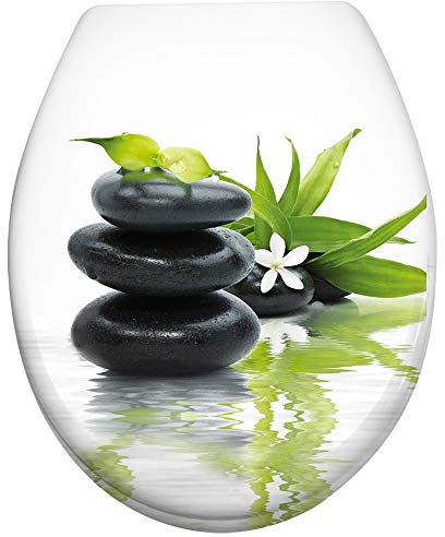 TRMLBE Toilettendeckel WC Sitz mit Absenkautomatik Toilettensitze Hochwertiger mit Quick-Release Funktion Toilettensitz Klodeckel Klobrille Toilet Seat WC Deckel, Steine