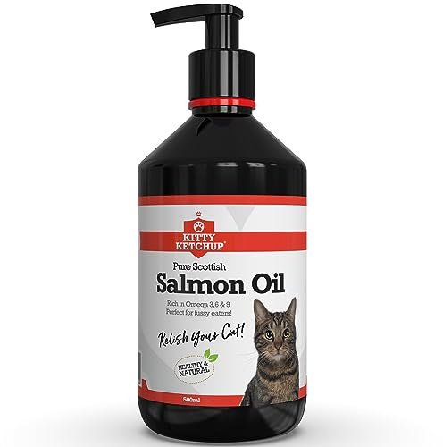 Pure Scottish Salmon Oil for Cats - 500ml | 100% Pure Natural Omega 3, 6 & 9 Fish Oil for Cats | Salmon Oil Cats - Cat Supplement - Omega 3 for Cats - Cat Fish Oil - Cat Salmon Oil | Kitty Ketchup
