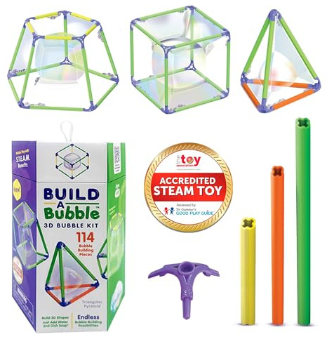 Build A Bubble Montessori 3D Bubble Maker Kit for Kids 8&Up – Fun-Filled, Screen Free Toy - 57-Piece STEM Building Toys Kit– Indoor Educational STEAM Bubble Toys That Help Your Child's Development