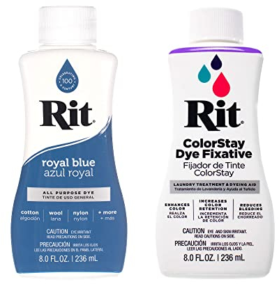 Rit Dye – 237 ml, flüssige Stofffarbe für Kleidung, Dekoration und Handwerk – Königsblau mit Farbfixiermittel