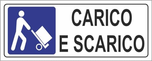 M-ITALY CARTELLO SEGNALETICO UNI - carico scarico - Adesivo Extra Resistente, Pannello in Forex, Pannello In Alluminio (60x25, Plastica)