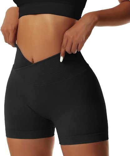 Coswind Pantalones Cortos Mujer Gym Deporte Running Leggins Mallas Push Up Ropa Yoga Fitness Cintura Alta Ejercicio Motociclista Scrunch Butt Negro S