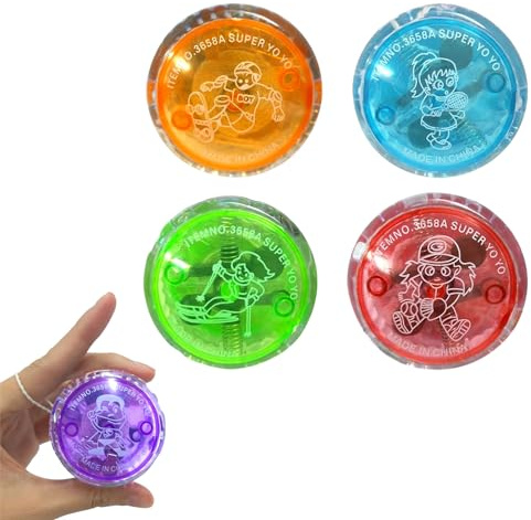 LED YoYo Con Luce - Giocattoli per Principianti, Reattivo in Plastica - 4 Pezzi per Bambini, Compleanni