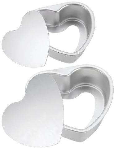 sourcing map Teglia per torta a forma di cuore con fondo rimovibile da 10,2 cm/12,7 cm, in alluminio, antiaderente, per matrimoni, compleanni, feste, eventi