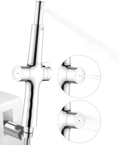 Bidet Handbrause für die Toilette, Bidet Duschemit 2 Wasserauslässen, einstellbarer Wasserdruck, WC Handbrause mit verlängerter Düse für die Intimhygiene,Po Dusche,Badezimmerreinigung