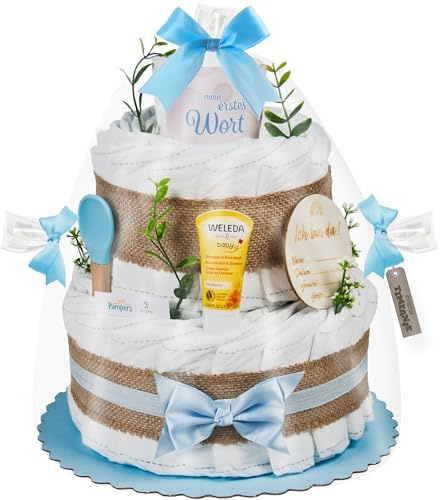 Timfanie® Windeltorte | Boho Baby-Cake | blau | 0-8 Monate