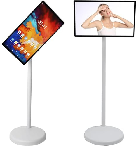 Pantalla táctil inteligente móvil 21,5 pulgadas, monitor portátil 1080p y 6+128 GB, batería 6000 mAh con 10 horas vida útil, TV táctil giratoria 360° con control remoto, 8 millones