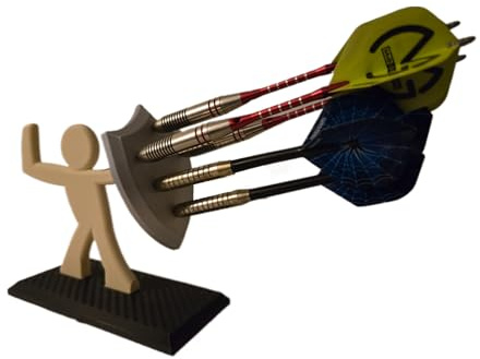 Darts Display Stand, Storage for 2 sets of Steel or Soft Tip Darts, Figure Design Holder holds 2 fully assembled set of darts. Dart holder stand. Dart board.