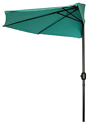 Uteplatsen 10 fot halvt paraply sunbrella med vev och 5 revben, utomhus regntät marknadsparasol för uteplats, utomhusvägg, balkong utanför och strand