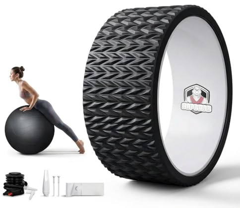HAPBEAR Juego de Rueda de Yoga con Pelota de Ejercicios, Rueda de 30cm