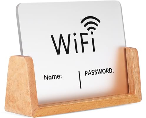 DOITOOL Panneau Wifi avec Support Bois Élégant Afficheur de Mot de Passe Réseau pour Entreprises et Hôtels Signalisation Compacte pour Accès Invité Facile
