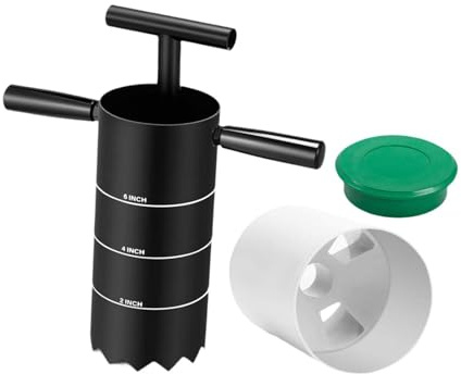 Oshhni Coupe-trous de golf portable avec poignée amovible, coupe-trous d'entraînement de 4 et 6 pouces pour la pratique du putting sur la plage ou dans, 4 Pouces Three Hole