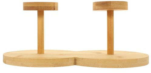 STOBAZA Dispenser Bicchieri di Plastica in bambù per Uso Domestico, Organizer Porta Bicchieri da Tavolo Doppio Scomparto e Struttura Robusta Senza Sbavature