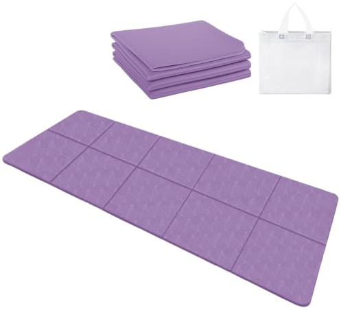 Höjd 183 cm Yogamatta, Vikbar & Resevänlig Tjocklek 0.4 cm - Bärbar Träningsmatta med Bärväska för Yoga, Pilates, Sport, Antislitande & Lätt att Resa med