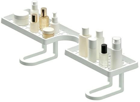 Naqqios Étagère De Salle De Bain Au-Dessus De L'évier - Support De Rangement pour Drainage sans Perçage, Support D'organisateur Monté sur Robinet, Étagère De Comptoir De Salle De Bain Résistante À La