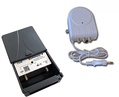 Kit Préamplificateur d’Antenne TV Johansson pour TNT Et TNT HD avec Filtre 4G/LTE Actif Et avec Alimentation. Kit Pré-Amplificateur UHF 15 à 35 DB + Alimentation Johansson