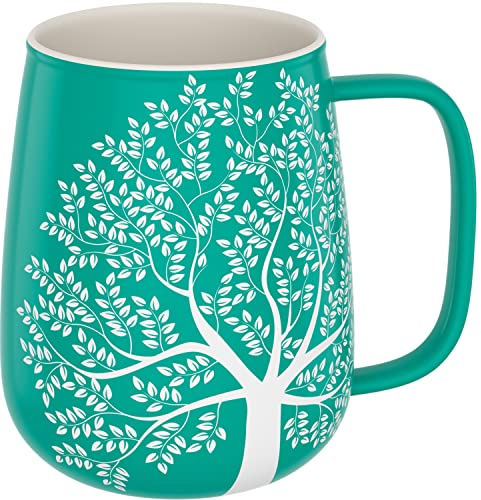 amapodo Jumbotasse - Große Tasse 600ml - XXL Tasse Groß - Grosse Kaffeetasse - Bürotasse - Kaffeepott - Geburtstag Geschenk Frauen - Kaffeebecher Porzellan - Keramik Tasse groß - Türkis