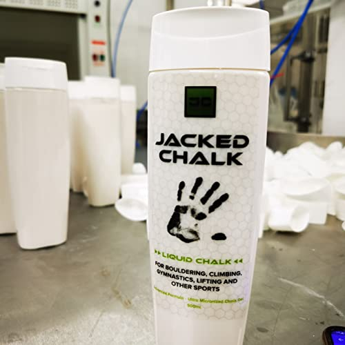 Jacked Liquid Chalk V2-250ml Premium Kletterkreide für Gewichtheben, Klettern, Bouldern, Gymnastik, Pole Dancing, Fitness - Schnelltrocknend, Hautfreundliche Kreide Liquid ohne Emulgatoren