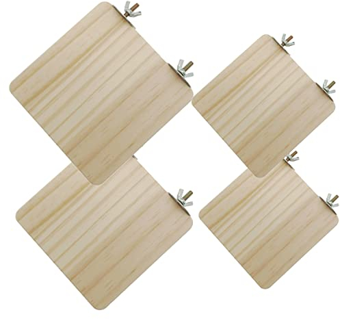 JZK 4 x Holz-Sprungbretter, rechteckig, für Hamster, Chinchilla, Maus, Ratten und Kleintiere