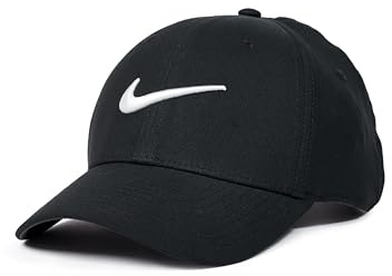 Nike Dri-Fit Club Structured Swoosh Cap, Black/White, Small/Medium