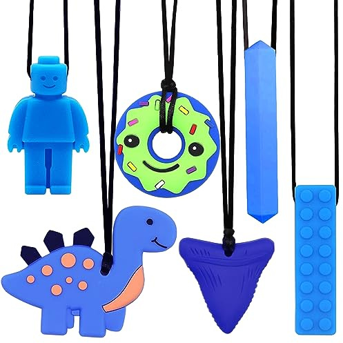 Massaggia Gengive Neonati, 6 Pezzi Giochi Dentizione Neonato, Collana da Masticare Bambini, Autismo Massaggiagengive, Collana Dentizione, Dentizione Neonati Giocattolo per Ragazzi e Ragazze (Blu)