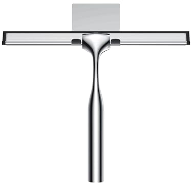 COFTCLMOMT 25CM Edelstahl Duschabzieher Mit Selbstklebe Haken, Silber Abzieher Dusche Wischer für Badezimmer, Kurzer Handgriff Glaswischer, Glas Wasserschieber, Duschwand Abzieher, Badwischer